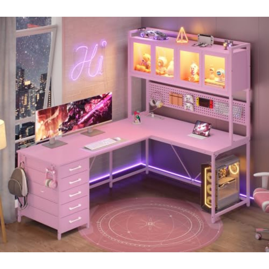 Gaming Desk With Hutch - Scrivania Angolare da Gaming a L